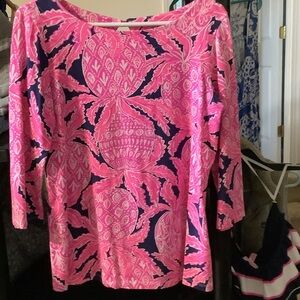 Lilly Pulitzer Pink and‎ Navy Blouse